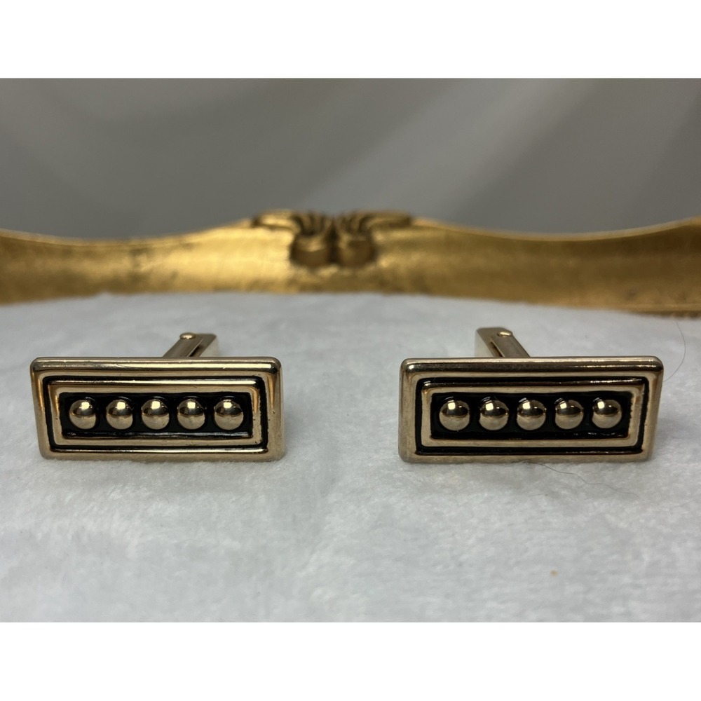 Vtg. Geometric Gold Tone Swank Cufflinks Old Money Estate Heritage‎ Quiet Luxury